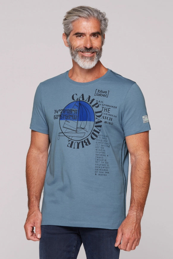 CAMP DAVID T-Shirt mit Sailing Print - smokey sky