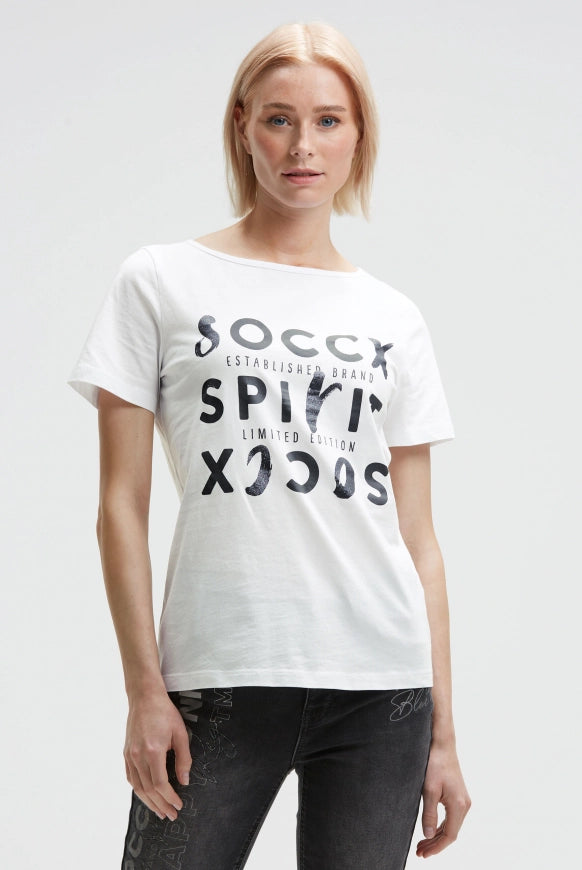 SOCCX T-Shirt mit Rundhalsausschnitt und Artwork