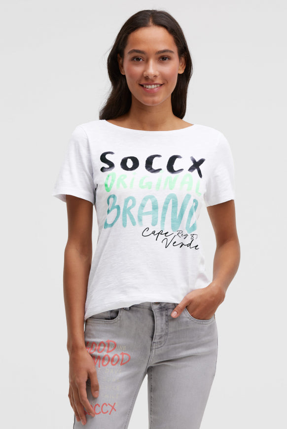 SOCCX T-Shirt mit Rundhalsausschnitt und Print