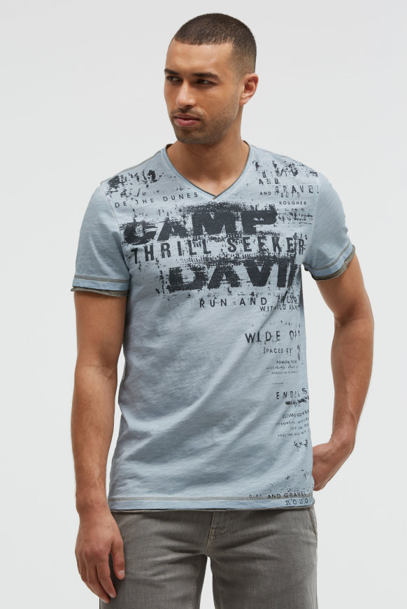 CAMP DAVID T-Shirt mit V-Neck im Vintage Look