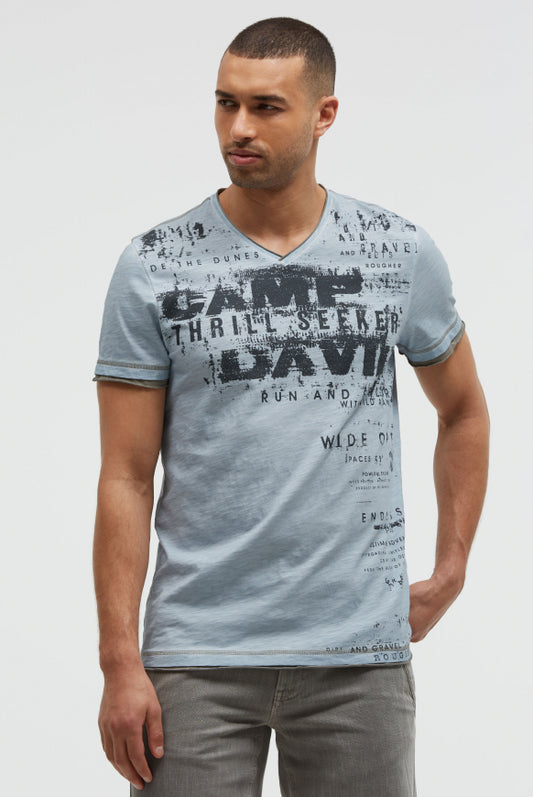 CAMP DAVID T-Shirt mit V-Neck im Vintage Look