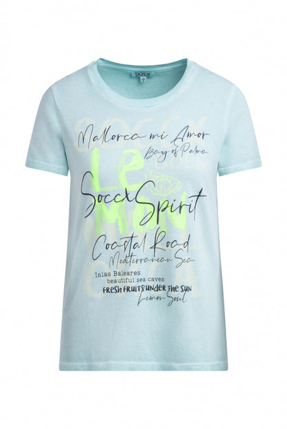 SOCCX T-Shirt Oil Dyed mit Label Print - fresh breeze