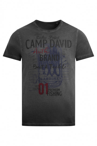 CAMP DAVID T-Shirt Oil Dyed mit Label Print - black
