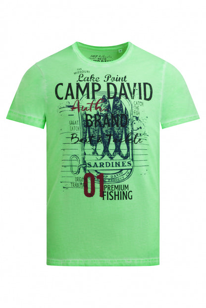 CAMP DAVID T-Shirt Oil Dyed mit Label Print - neon green