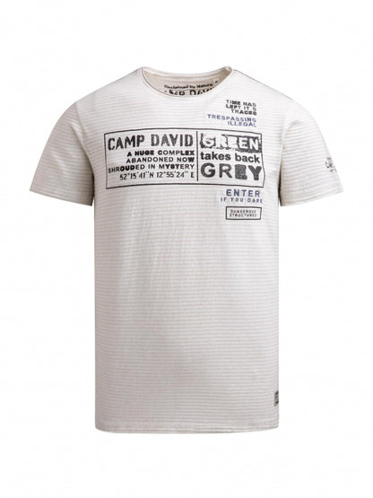 CAMP DAVID T-Shirt Oil Dyed mit Streifenstruktur und Artworks - ash