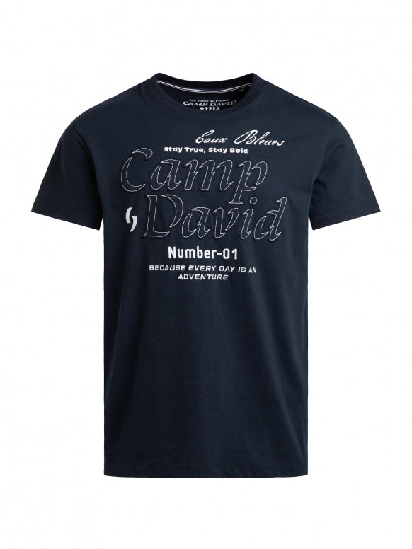 CAMP DAVID T-Shirt Relaxed Fit mit Logo-Stickereien - blue navy