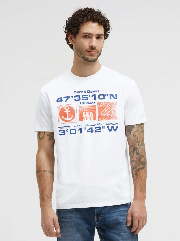 CAMP DAVID T-Shirt Relaxed Fit mit Rubber Design - opticwhite