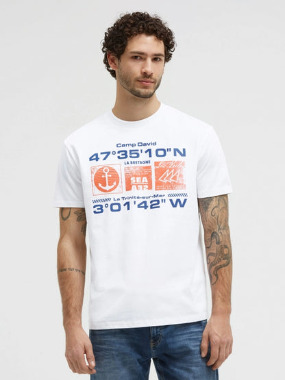 CAMP DAVID T-Shirt Relaxed Fit mit Rubber Design - opticwhite