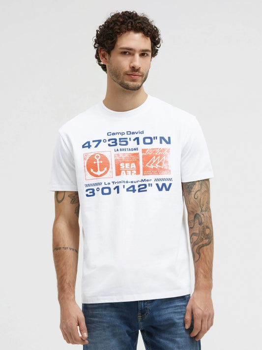 CAMP DAVID T-Shirt Relaxed Fit mit Rubber Design - opticwhite