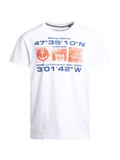 CAMP DAVID T-Shirt Relaxed Fit mit Rubber Design - opticwhite