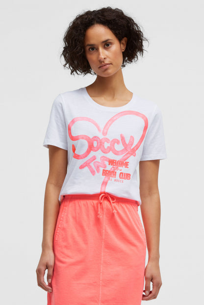SOCCX T-Shirt Rundhals mitArtwork - opticwhite