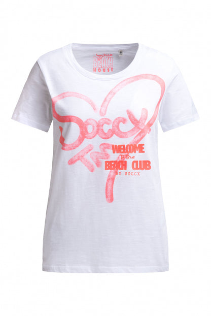 SOCCX T-Shirt Rundhals mitArtwork - opticwhite
