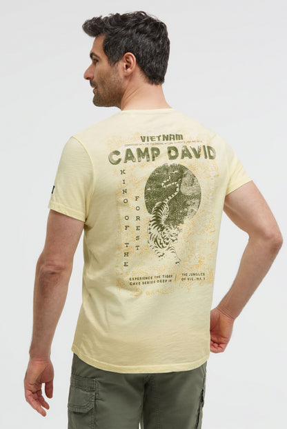CAMP DAVID T-Shirt Rundhals mit Backprint - lemon juice