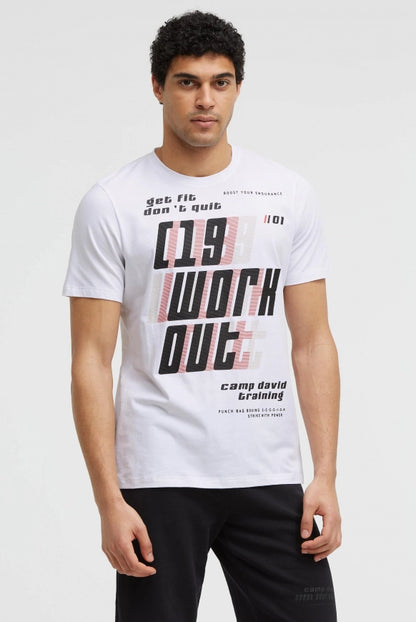 CAMP DAVID T-Shirt Rundhals mitFrontprint - opticwhite