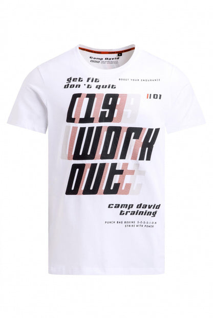 CAMP DAVID T-Shirt Rundhals mitFrontprint - opticwhite
