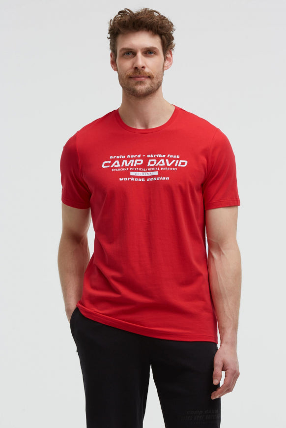 CAMP DAVID T-Shirt Rundhals mit Frontprint - energy red
