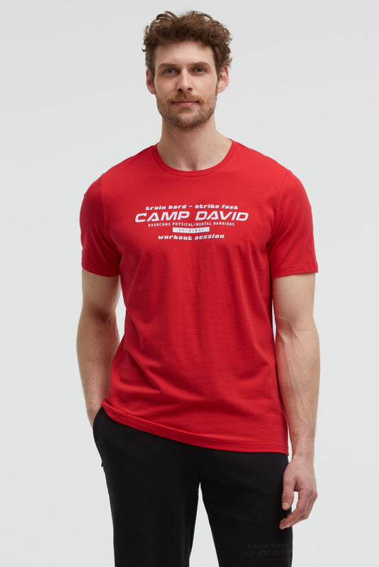 CAMP DAVID T-Shirt Rundhals mit Frontprint - energy red