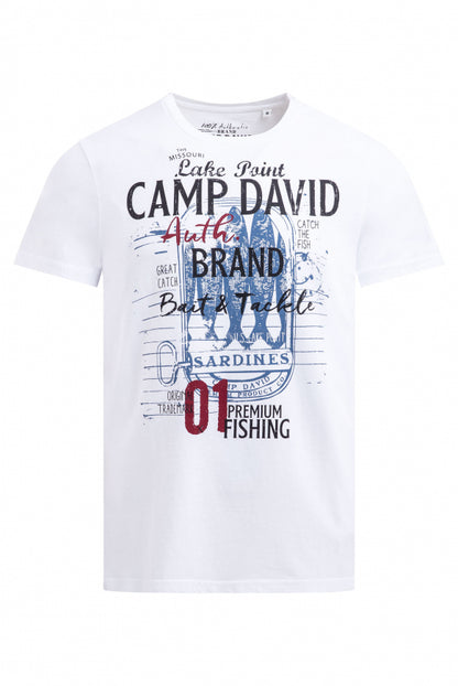 CAMP DAVID T-Shirt Rundhals mit Label Print - opticwhite