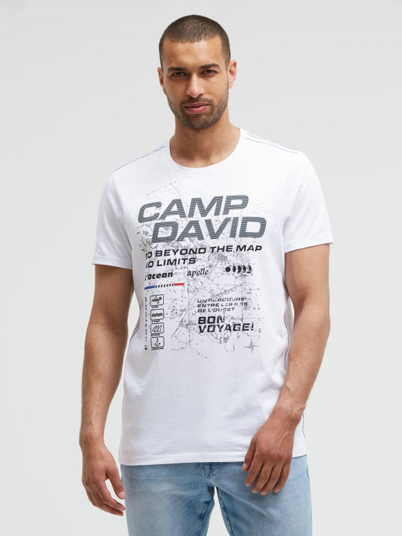 CAMP DAVID T-Shirt Rundhals mit Logo Artwork - opticwhite