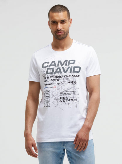 CAMP DAVID T-Shirt Rundhals mit Logo Artwork - opticwhite