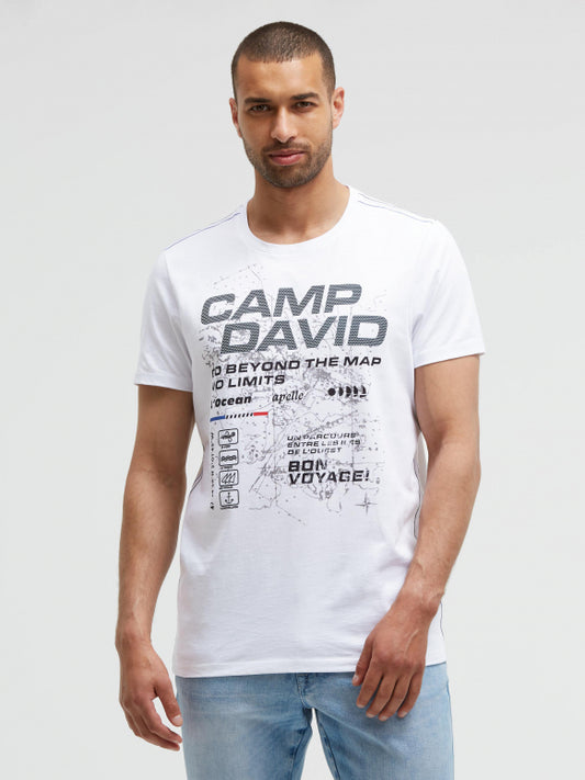 CAMP DAVID T-Shirt Rundhals mit Logo Artwork - opticwhite