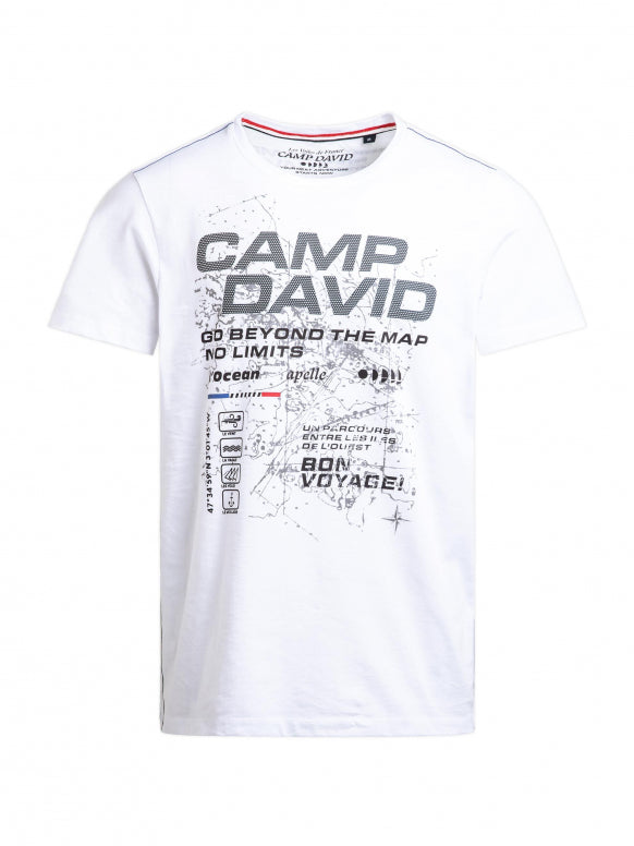 CAMP DAVID T-Shirt Rundhals mit Logo Artwork - opticwhite