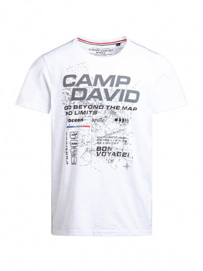 CAMP DAVID T-Shirt Rundhals mit Logo Artwork - opticwhite