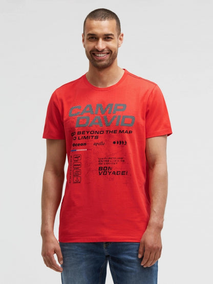CAMP DAVID T-Shirt Rundhals mit Logo Artwork - blaze coral