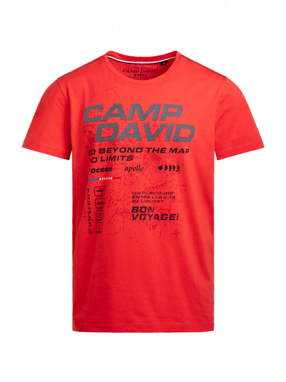 CAMP DAVID T-Shirt Rundhals mit Logo Artwork - blaze coral