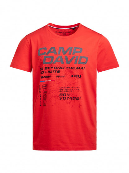 CAMP DAVID T-Shirt Rundhals mit Logo Artwork - blaze coral