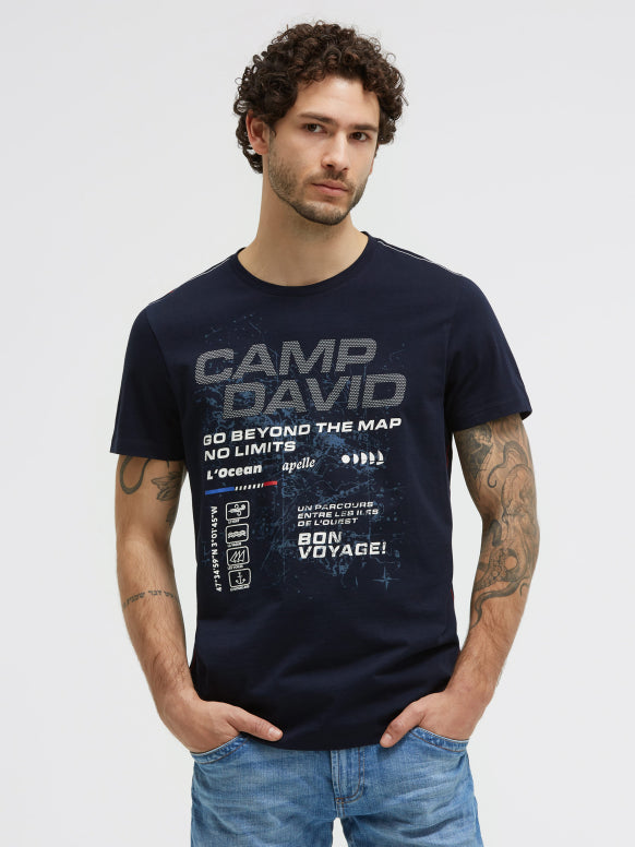 CAMP DAVID T-Shirt Rundhals mit Logo Artwork - blue navy
