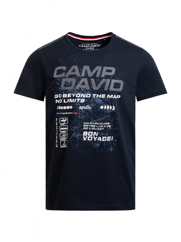 CAMP DAVID T-Shirt Rundhals mit Logo Artwork - blue navy