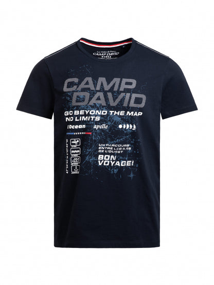 CAMP DAVID T-Shirt Rundhals mit Logo Artwork - blue navy