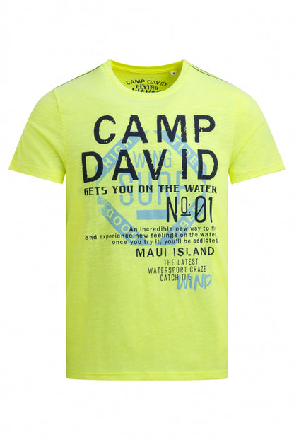 CAMP DAVID T-Shirt Rundhals mit Logo Print - neon lime