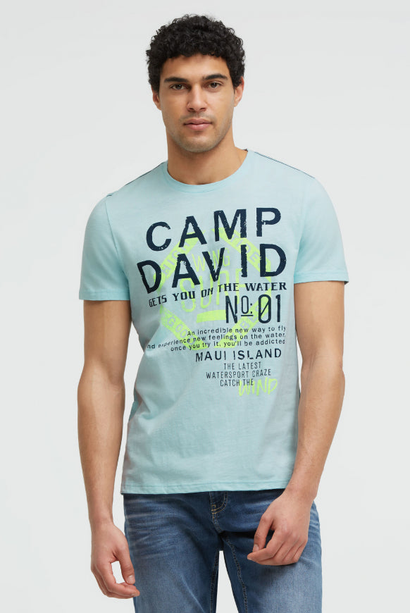 CAMP DAVID T-Shirt Rundhals mit Logo Print - fresh breeze