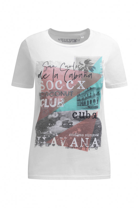 SOCCX T-Shirt Rundhals mit Photoprint - opticwhite