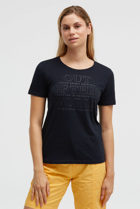 SOCCX T-Shirt Rundhals mit Rubber Print