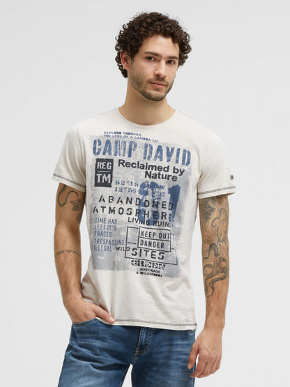 CAMP DAVID T-Shirt Rundhals mit Vintage Print - ash