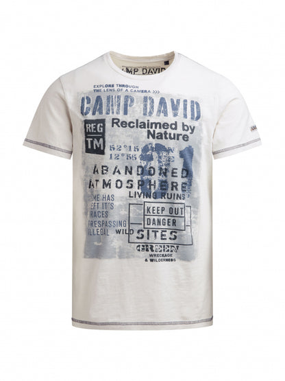 CAMP DAVID T-Shirt Rundhals mit Vintage Print - ash