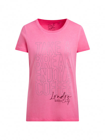 SOCCX T-ShirtRundhalsausschnitt mit Artwork aus Schmucksteinen - rosy neon