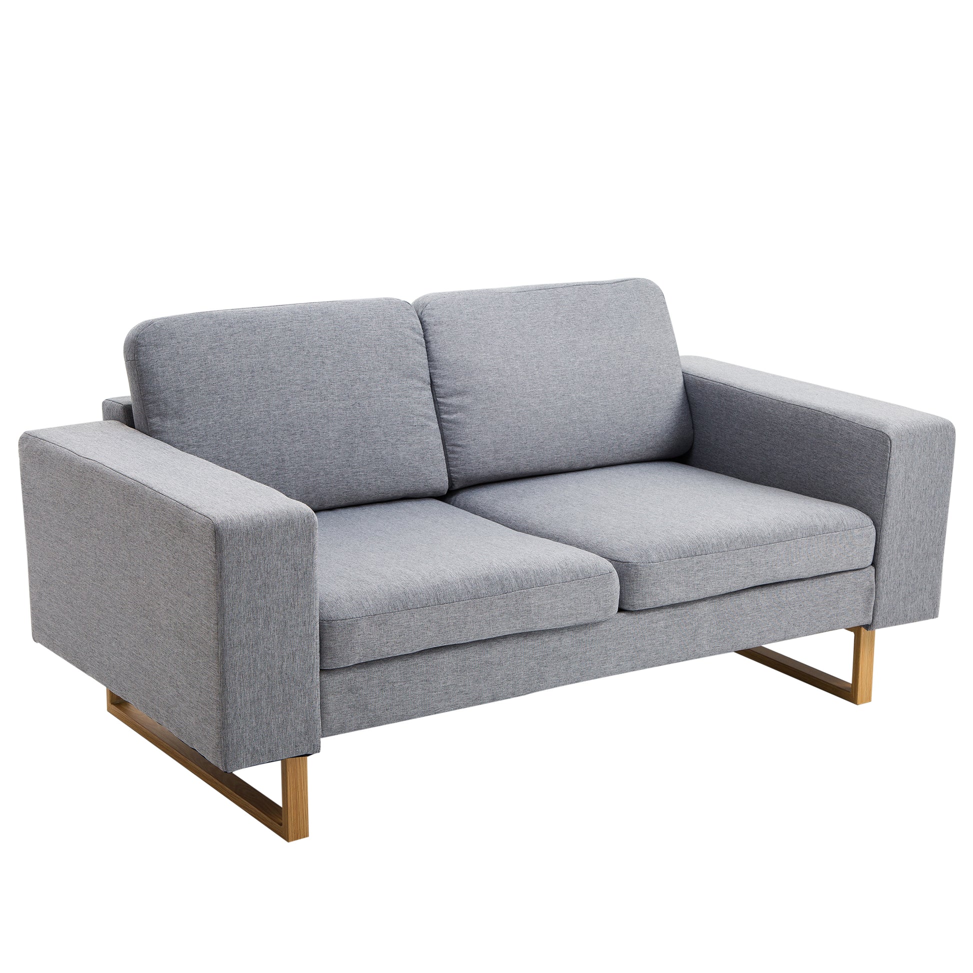 HOMCOM® 2-Sitzer Sofa  Ecksofa Polstersofa, Stoffsofa, Sitzmöbel, Holz, Hellgrau  Aosom