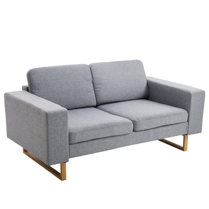 HOMCOM® 2-Sitzer Sofa  Ecksofa Polstersofa, Stoffsofa, Sitzmöbel, Holz, Hellgrau  Aosom