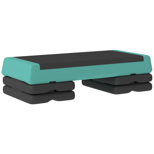 SPORTNOW Aerobic-Step, rutschfeste Step-Plattform, 3-stufig höhenverstellbar (10,5/15,5/20,5 cm), belastbar bis 250 kg, 77×36×20,5 cm, Grün/Schwarz   Aosom