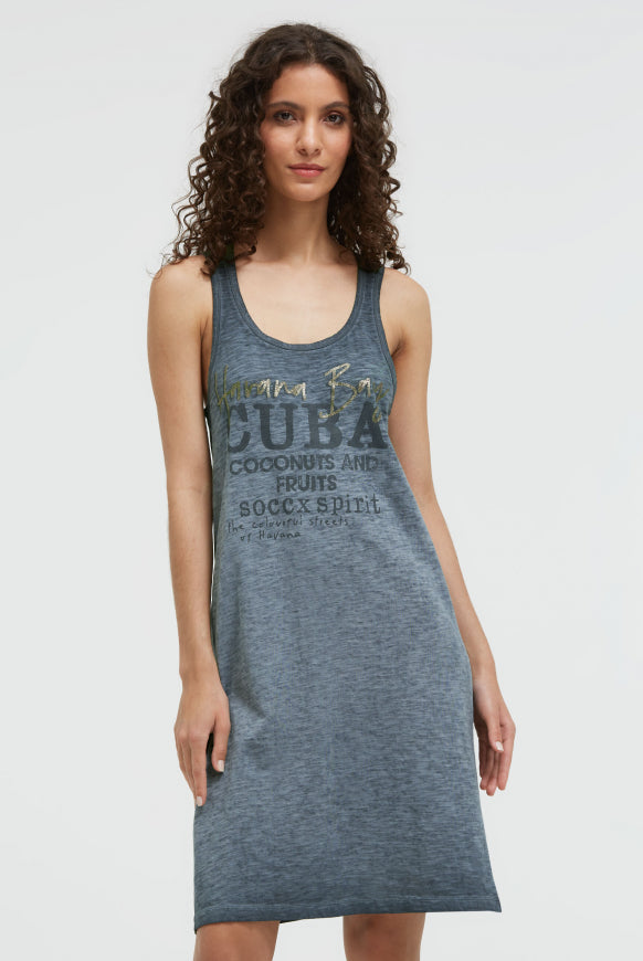 SOCCX Tanktop-Kleid mit Glitter Print - green shadow