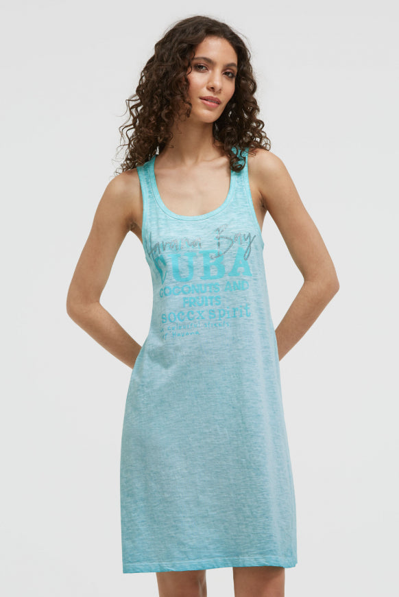 SOCCX Tanktop-Kleid mit Glitter Print - aqua splash