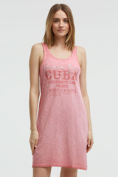 SOCCX Tanktop-Kleid mit Glitter Print - beachy red