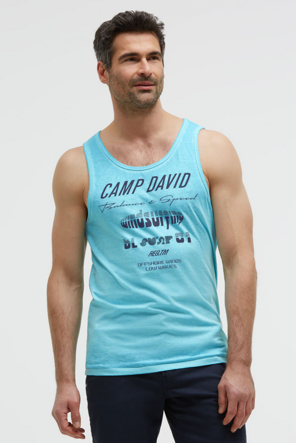 CAMP DAVID Tanktop mit Ausbrenner-Effekten und Prints