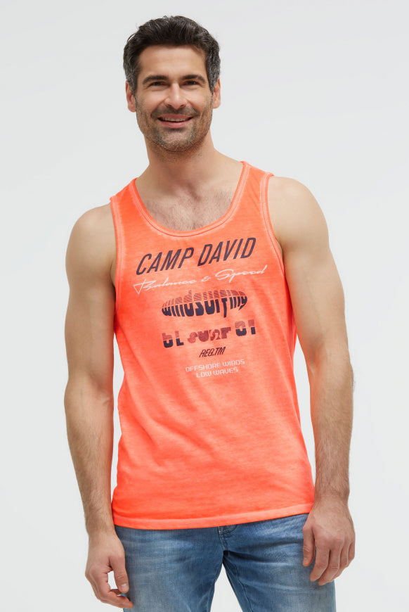 CAMP DAVID Tanktop mit Ausbrenner-Effekten und Prints