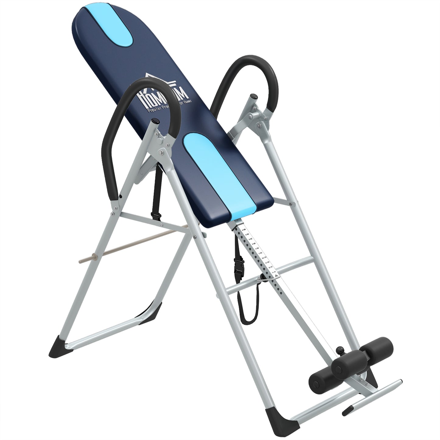 HOMCOM Klappbarer Inversionstisch mit verstellbarem Sicherheitsgurt aus Stahl in Silber-Schwarz   Aosom