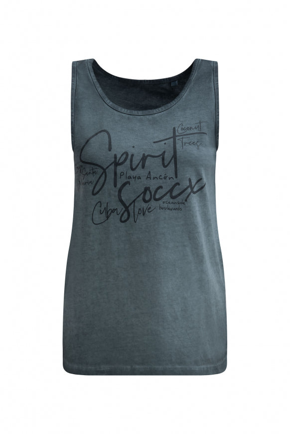 SOCCX Top Inside Oil Dyed mit Logo Print - green shadow
